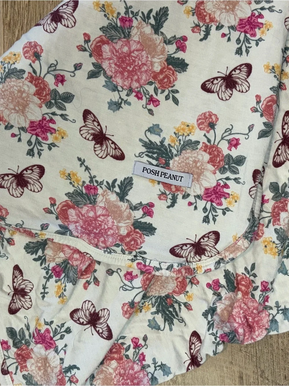 Posh Peanut Floral Cotton Throw in Cream, Pink, Yellow and Green